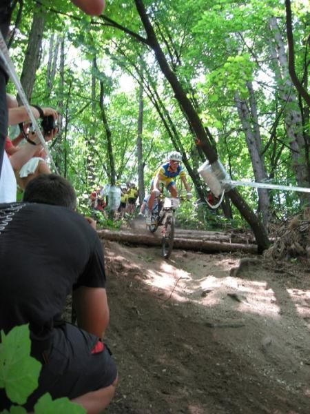 Rysenko powers through the top part of the parcours.