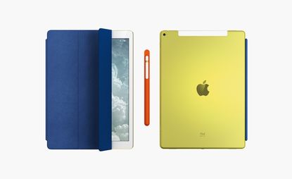 Ipad有蓝色、橙色和黄色的外壳