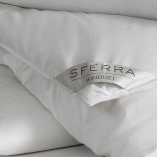 Close-up of the corner of the Sferra Somerset Duvet Comforter.