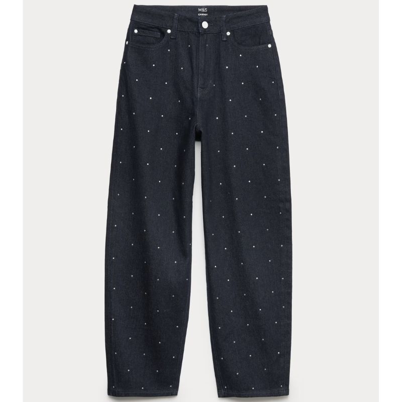 M&amp;amp;S, Cotton Rich Denim Embellished Carrot Leg Jeans