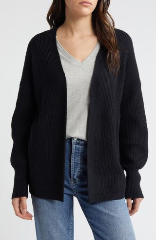 Rib Bishop Sleeve Cardigan