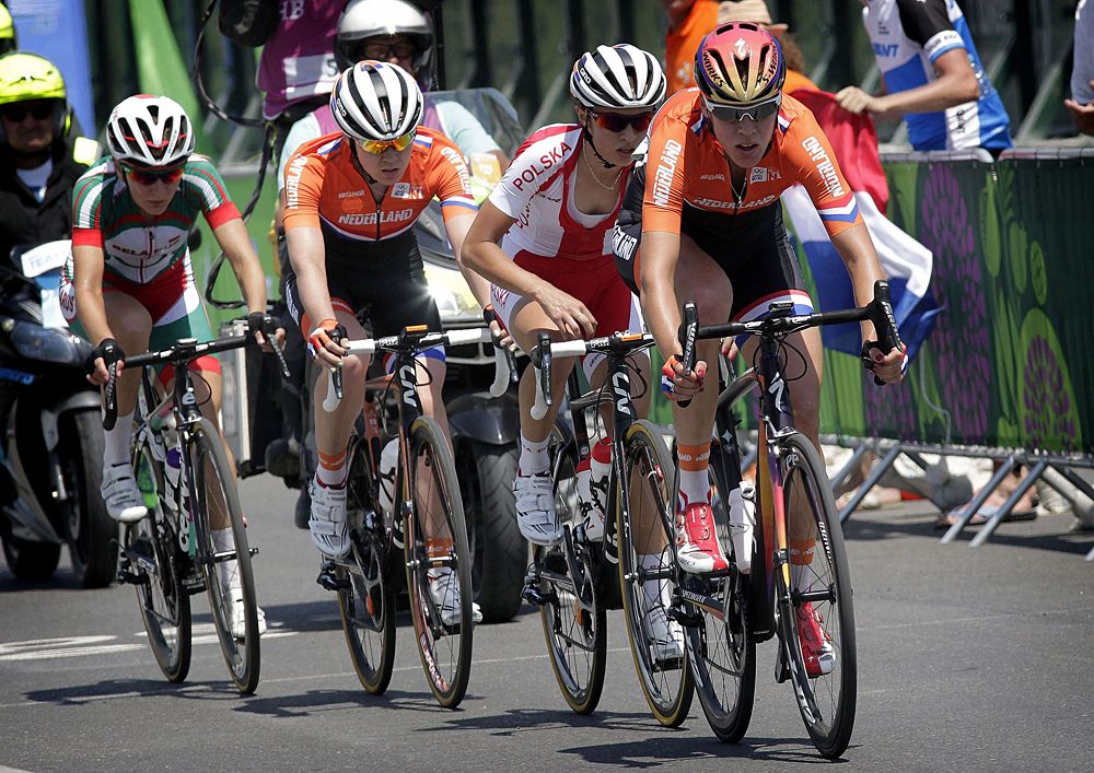 Ellen van Dijk, Katarzyna Niewiadoma, Anna van der Breggen and Alena Amialiusik in the breakaway