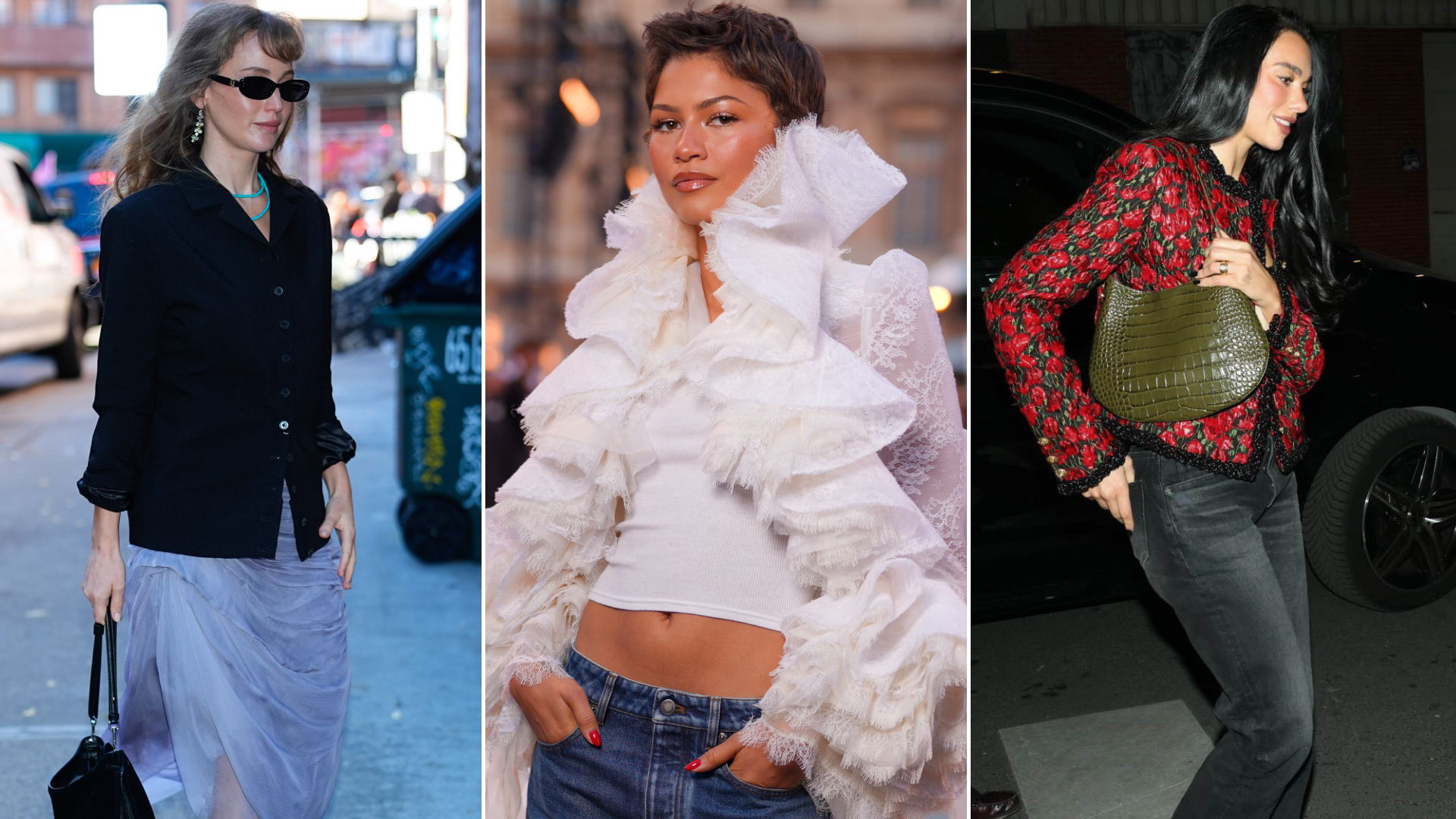 collage of the best celebrity outfits of the week of October 4, 2026
