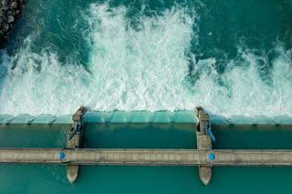 Aerial view from water barrage