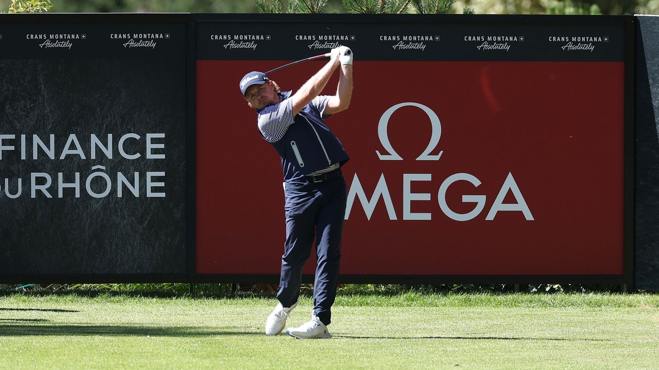 Eddie Pepperell takes a tee shot on the third day of the Omega European Masters