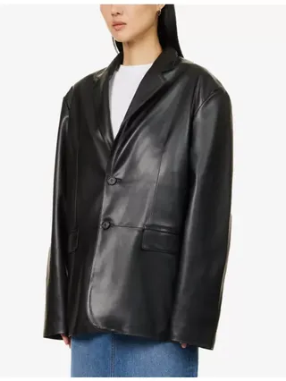 Olympia Oversized Faux-Leather Jacket