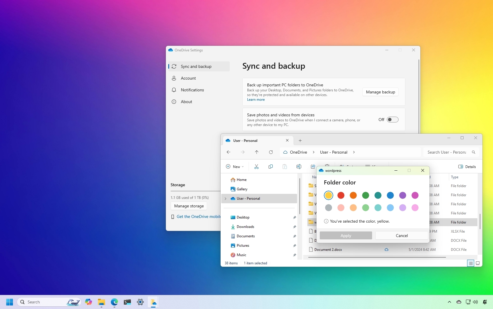OneDrive settings on Windows 11