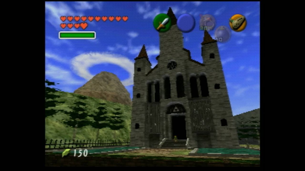 OoT UnJPEG 3D version of Temple of Time in Zelda Ocarina of Time for N64.