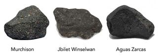 The three meteorites baked as part of a new study.