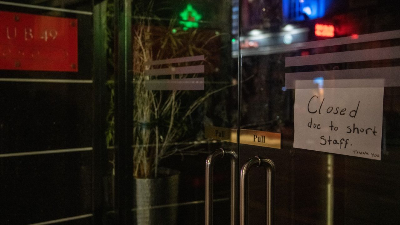 Closed sign on a pub