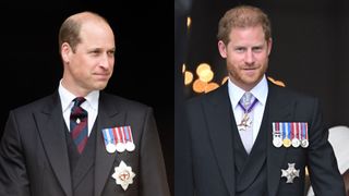 Prince William and Prince Harry on the day of the Service of Thanksgiving over the Jubilee weekend side-by-side