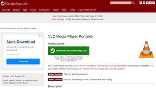 VLC Media Player Portable website screenshot