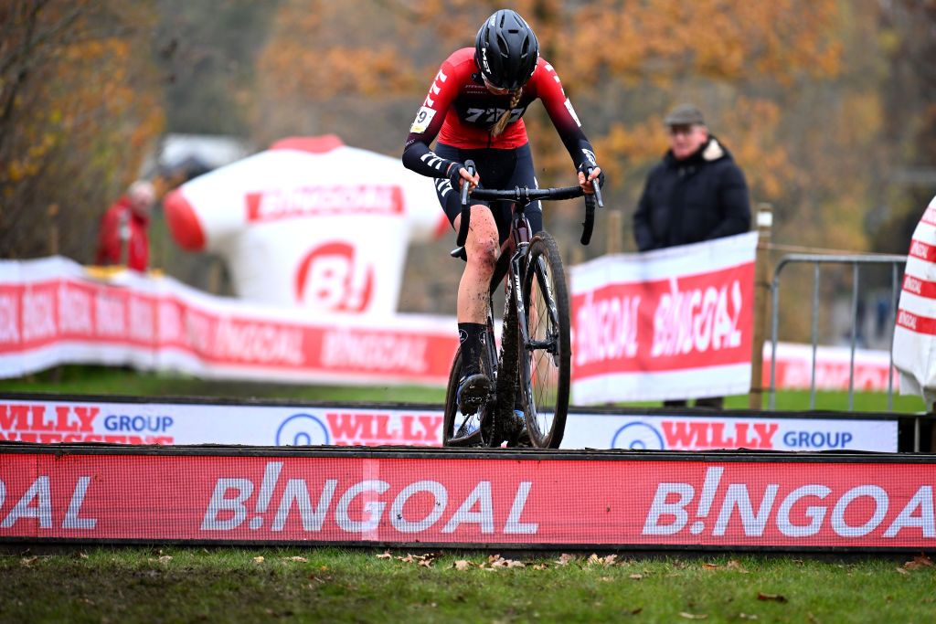 BOOM BELGIUM DECEMBER 03 Aniek Van Alphen of The Netherlands and Team 777 competes during the 7th Superprestige Cyclocross Boom 2022 Womens Elite Superprestige2023 on December 03 2022 in Boom Belgium Photo by Luc ClaessenGetty Images