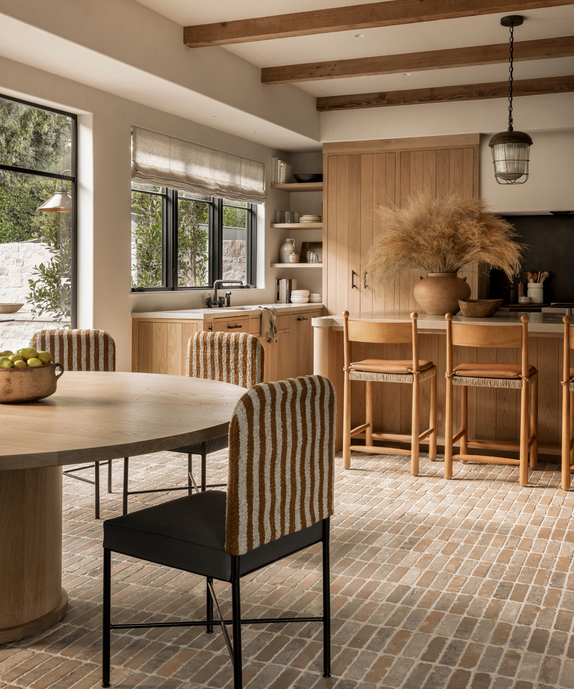 A wooden kitchen with fall decor