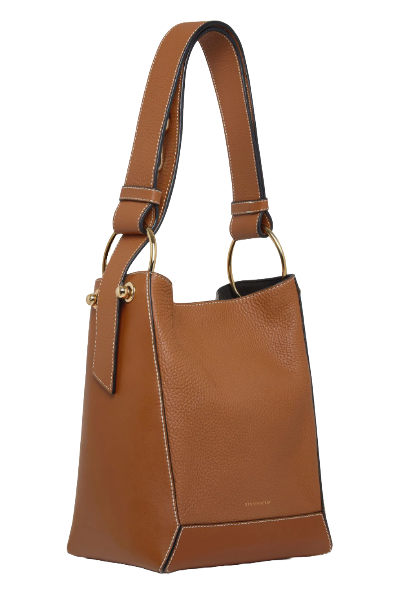 Strathberry Lana Midi Bucket Bag - Tan With Vanilla Stitch