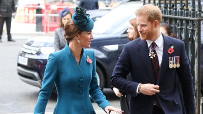 Princess Kate and Prince Harry attend the Anzac Day Service of Commemoration and Thanksgiving at Westminster Abbey in 2019