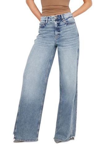 Good Skate Ripped Hem Wide Leg Jeans