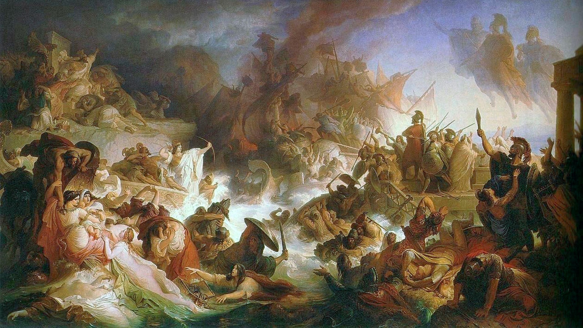 Die Seeschlacht bei Salamis de Wilhelm von Kaulbach