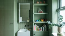 small bathroom with built in storage