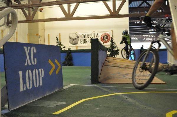 Follow these arrows to ride the XC loop at Ray's Indoor Park in Milwaukee.