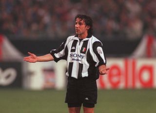 Juventus forward Alessandro Del Piero gestures during his side's Champions League final defeat to Juventus in May 1998.