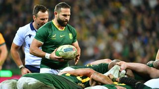 South Africa's Cobus Reinach prepares to put the ball into the scrum during his team's match against Australia on August 23, 2025.