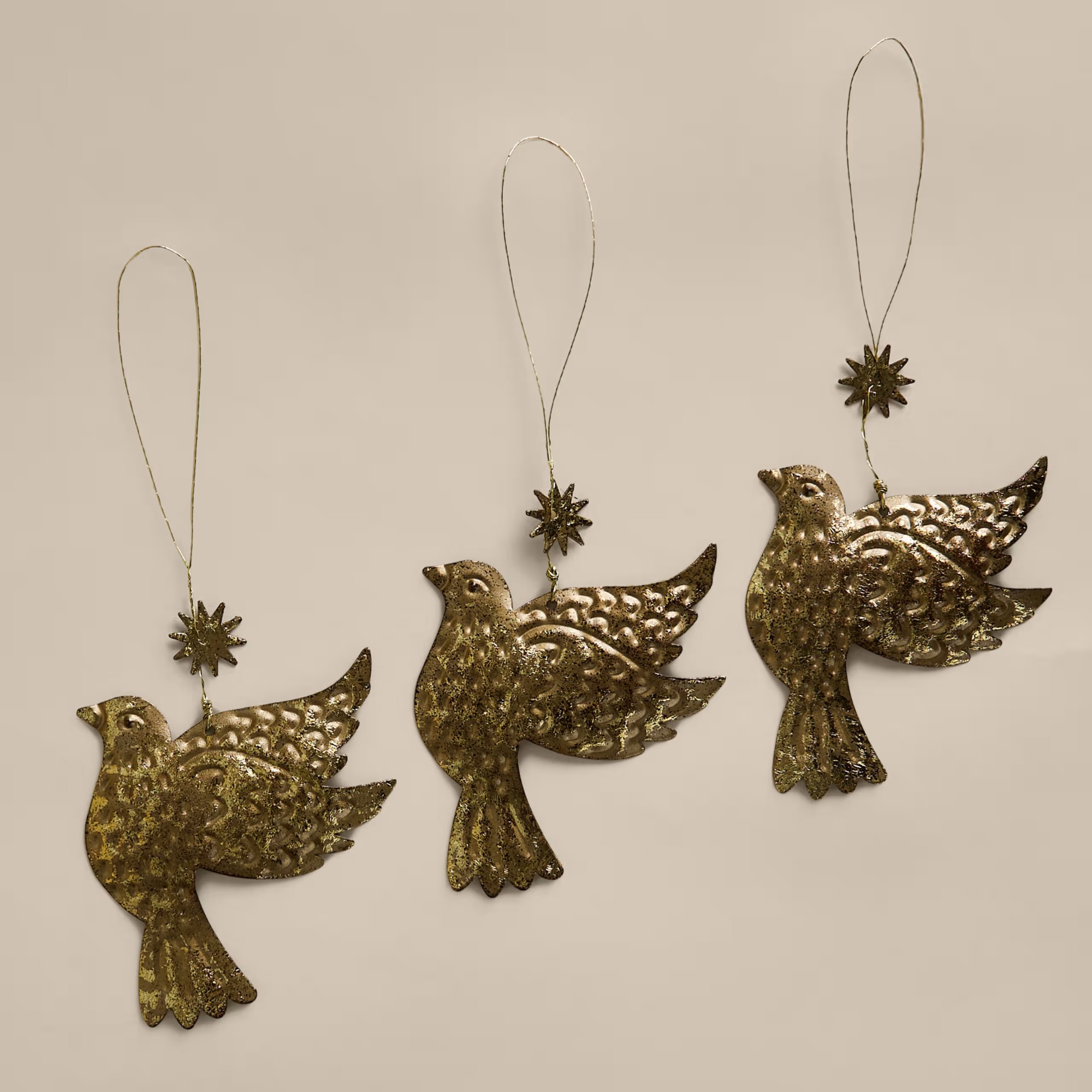 M&amp;amp;S 3 Pack Metal Dove Hanging Tree Ornaments