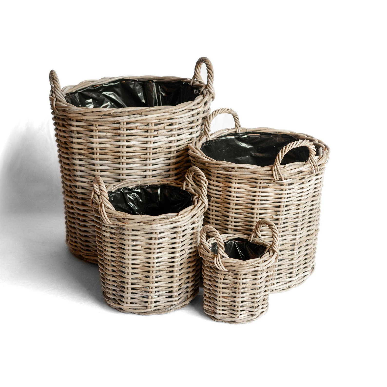 Round Rattan Planter With Handle