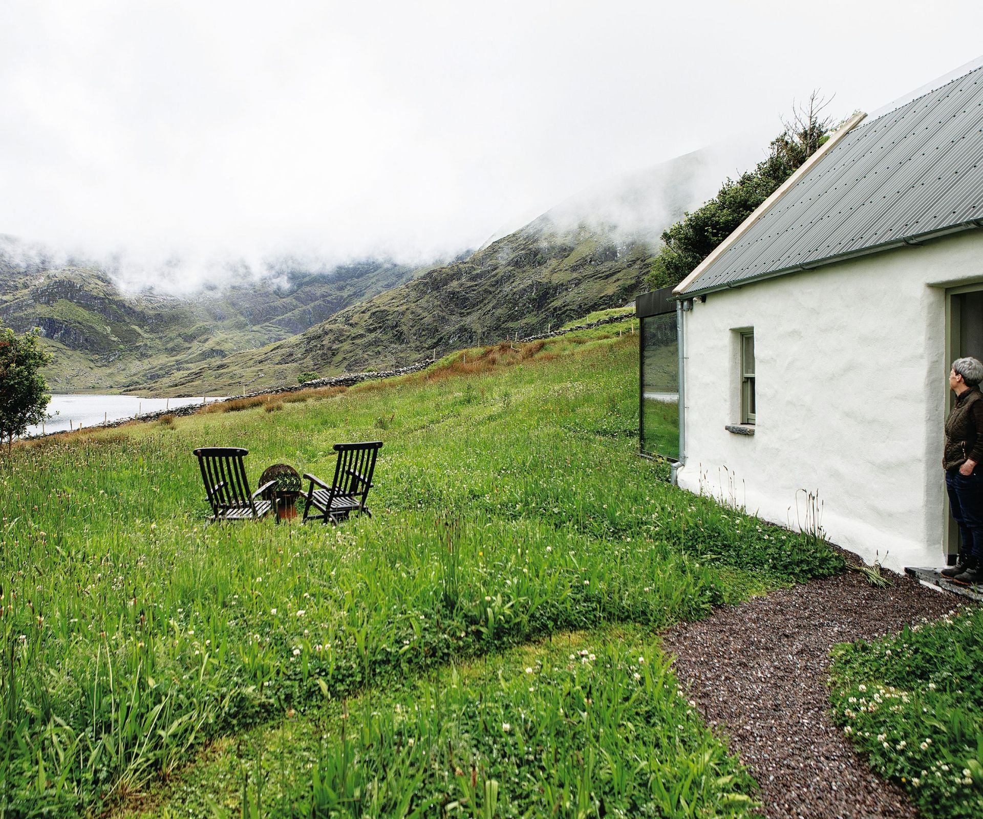 White house, grey roof