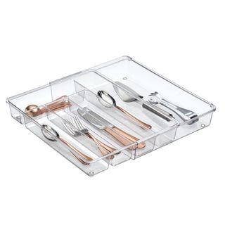 Clear plastic utensil organizer