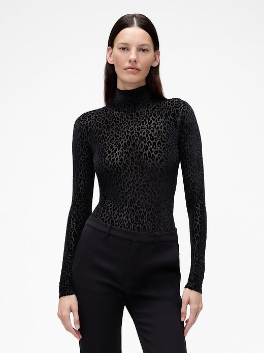 Gapstudio Burnout Velvet Leopard Bodysuit