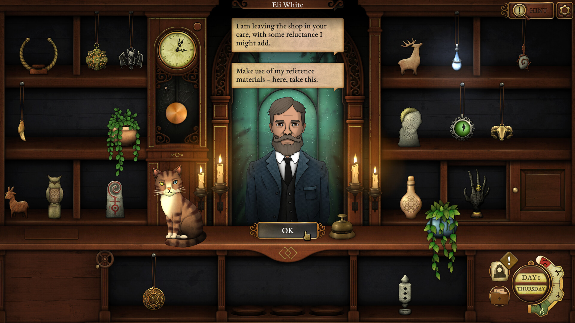 A screenshot of a customer during the upcoming Switch game, Strange Antiquities
