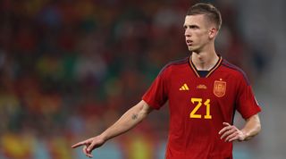 Manchester United-linked Dani Olmo of Spain, pictured during his country's match against Costa Rica at the FIFA World Cup 2022 in Qatar