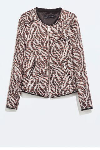 Zara Patterned Fabric Crew Neck Jacket, £89.99