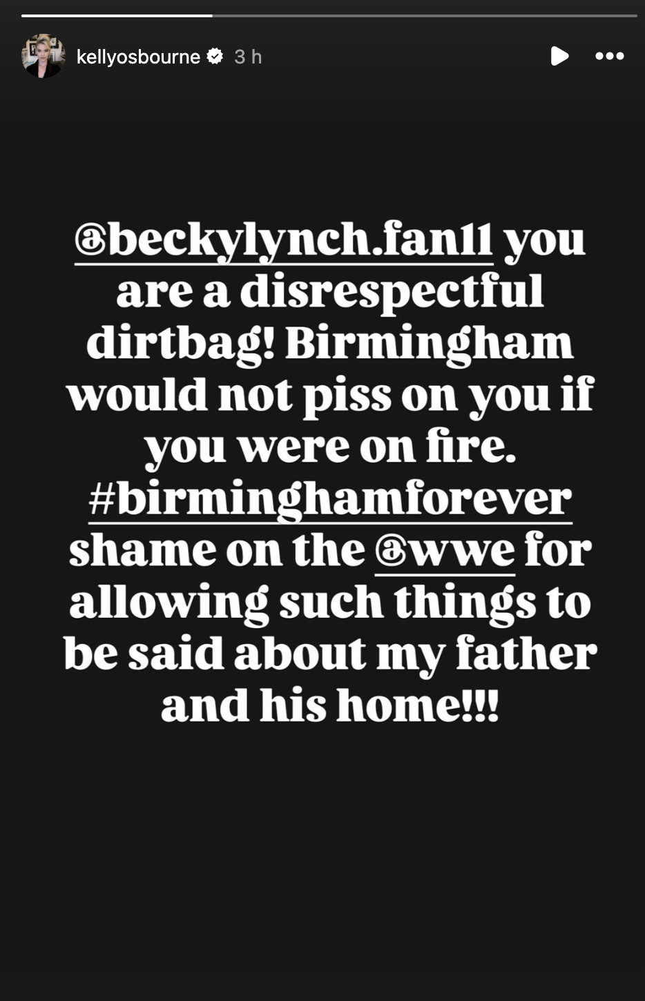 A screengrab of Kelly Osbourne&#039;s message