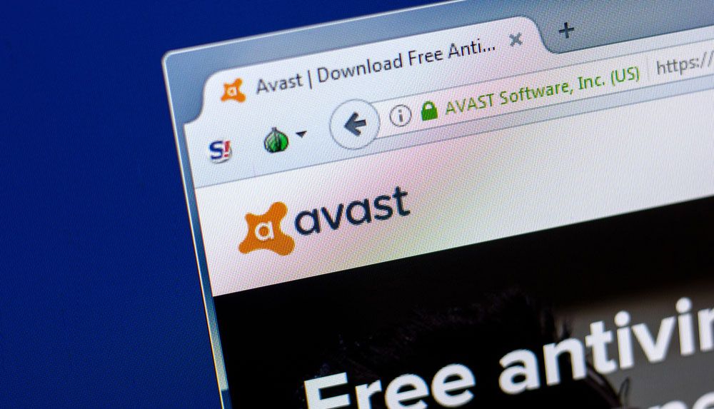 Avast website displayed in a browser tab.