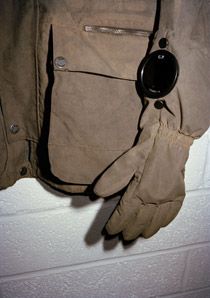 Close up of a jacket sleeve with built-in glove