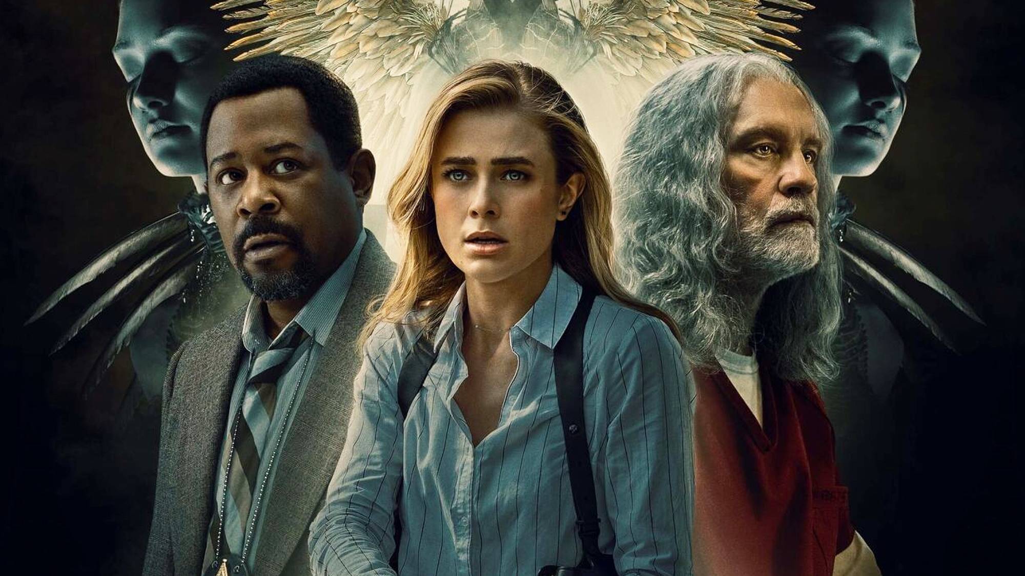 Martin Lawrence, Melissa Roxburgh, and John Malkovich in "Mindcage" film (2022)