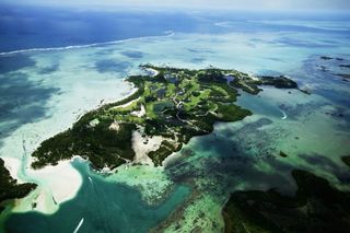 Ile aux Cerfs, Mauritius pictured from above