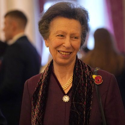 Princess Anne, Princess Royal speaks with guests during a reception for medalists from the Paris 2024 Olympic and Paralympic Games at Buckingham Palace on November 7, 2024 in London, England.