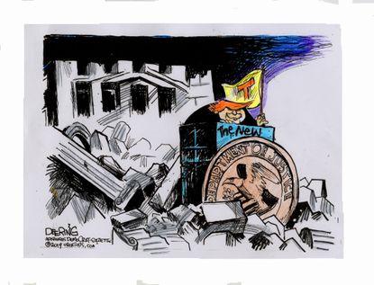 Political Cartoon U.S. Trump the New Destroyed Department Of Justice