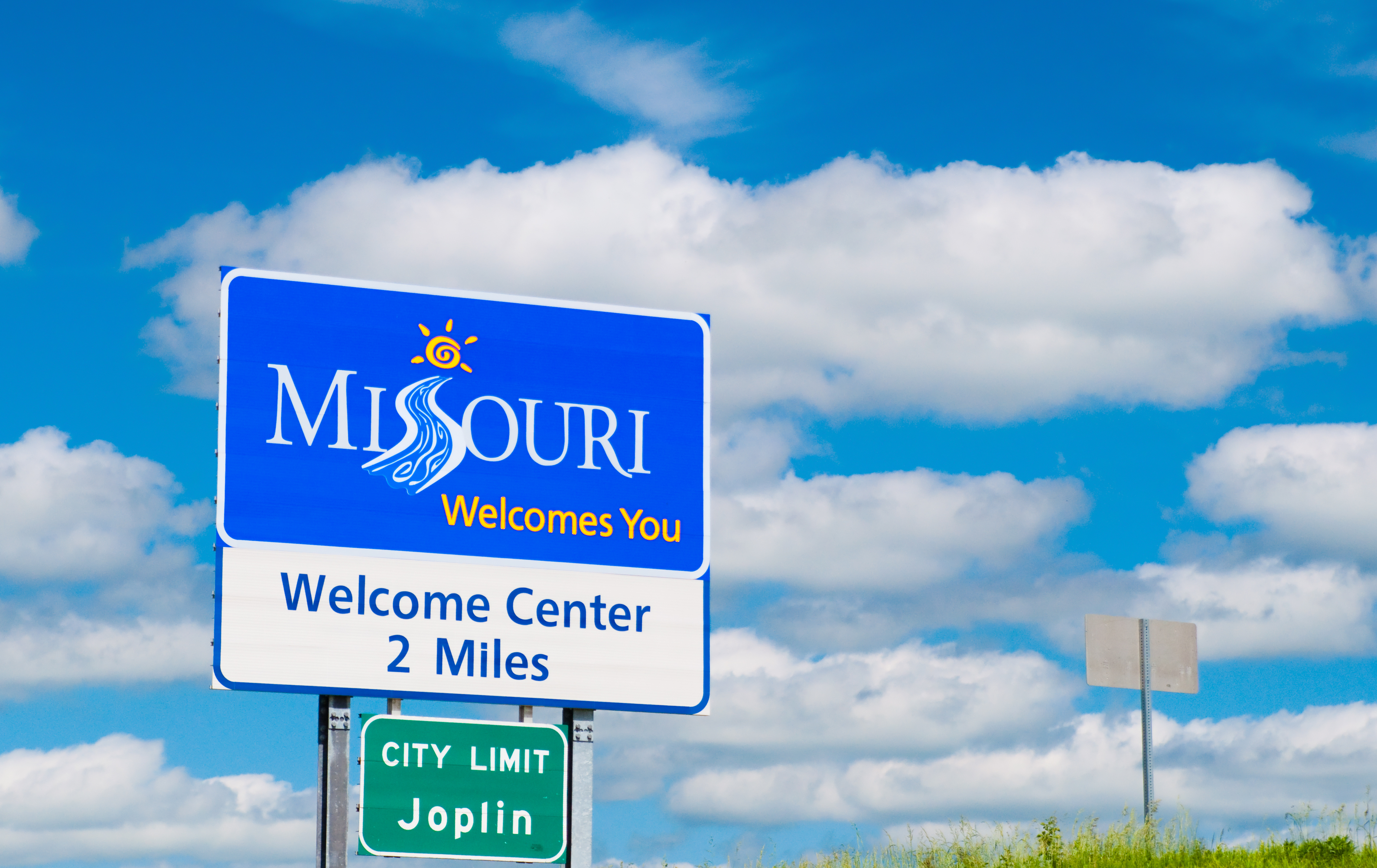 The Joplin, Missouri welcome sign seen as you drive into the city.