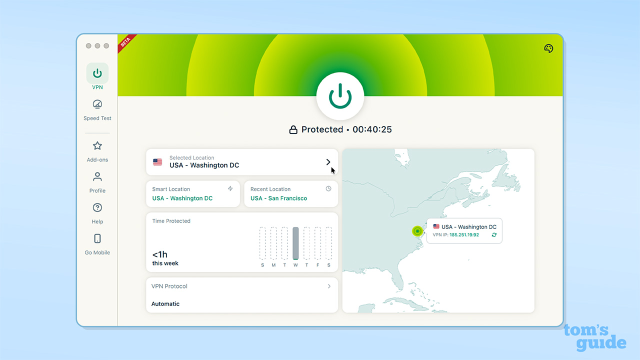 ExpressVPN app connected