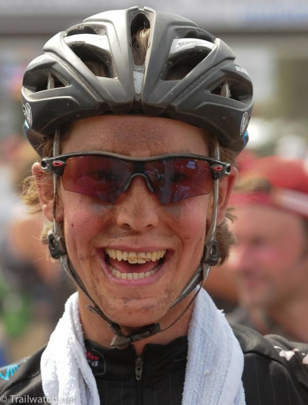 A jubilant Sam Schultz with his first top-ten world cup finish