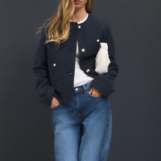 Next cropped navy jacket 