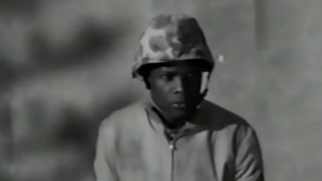 Sidney Poitier in fatigues in All the Young Men