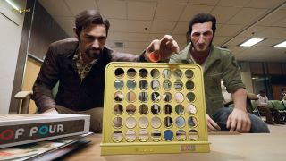 Two men playing Connect 4 in A Way Out