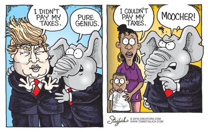 Political cartoon U.S. Donald Trump taxes GOP