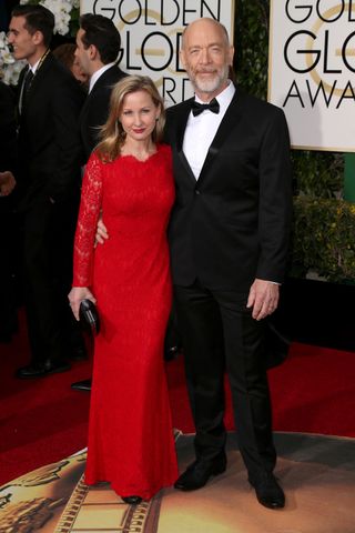 J.K. Simmons and Michelle Schumacher at the Golden Globes 2016