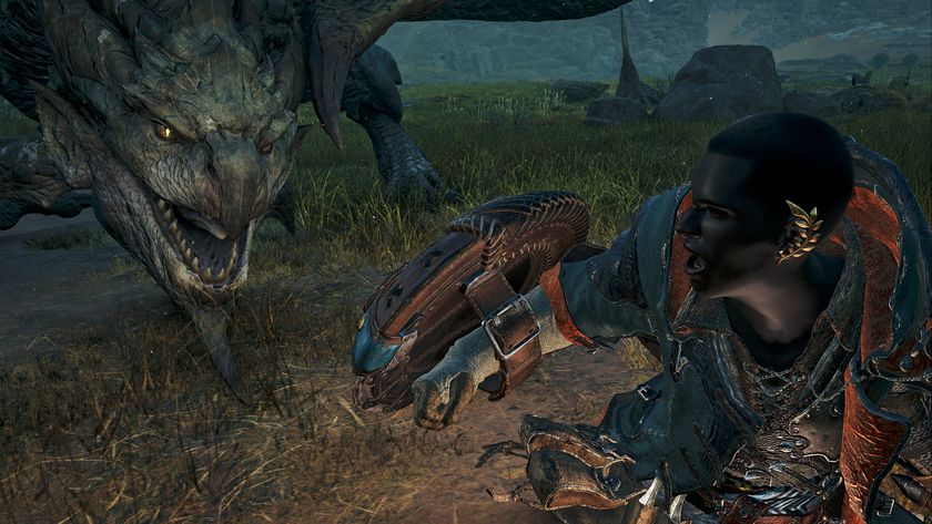 Monster Hunter wilds screenshot showing a Rathian chasing a hunter